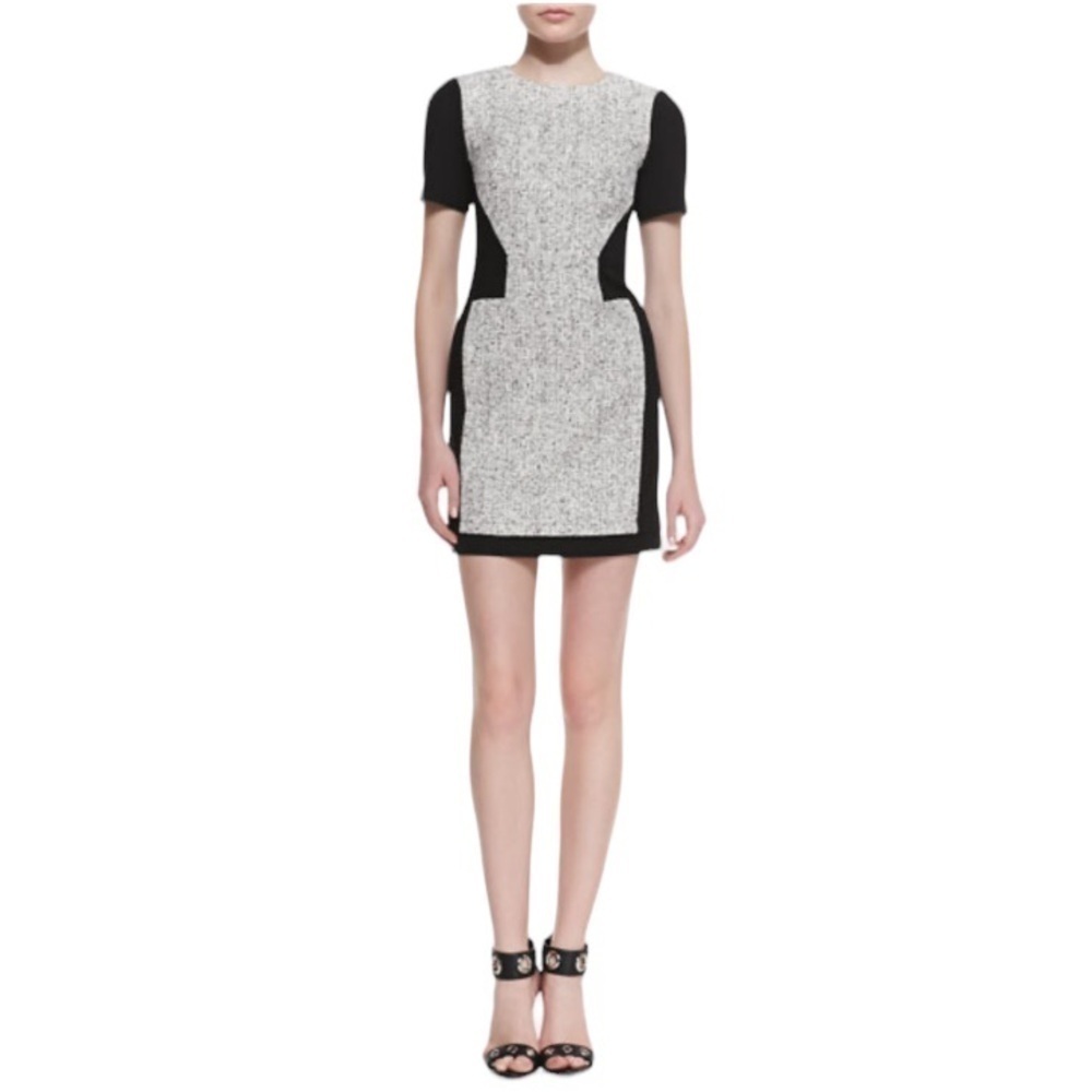 Tibi Tweed & Ponte Short Sleeve Paneled Dress Size 4 - Picture 1 of 9